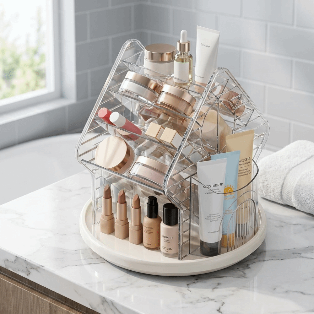 Luxury Skincare Tools - Obracany organizer na kosmetyki do postawienia
